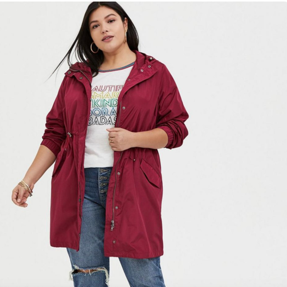 torrid Wine Red Hooded Anorak Jacket